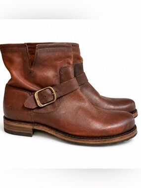 Frye Veronica Short 76509 Brown Leather Moto Engineer Boots Size 7